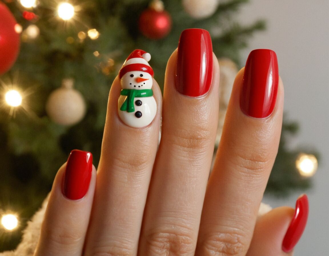 Santa, reindeer, and snowman nail art - Creative Christmas Nails Ideas to Celebrate the Holiday Season