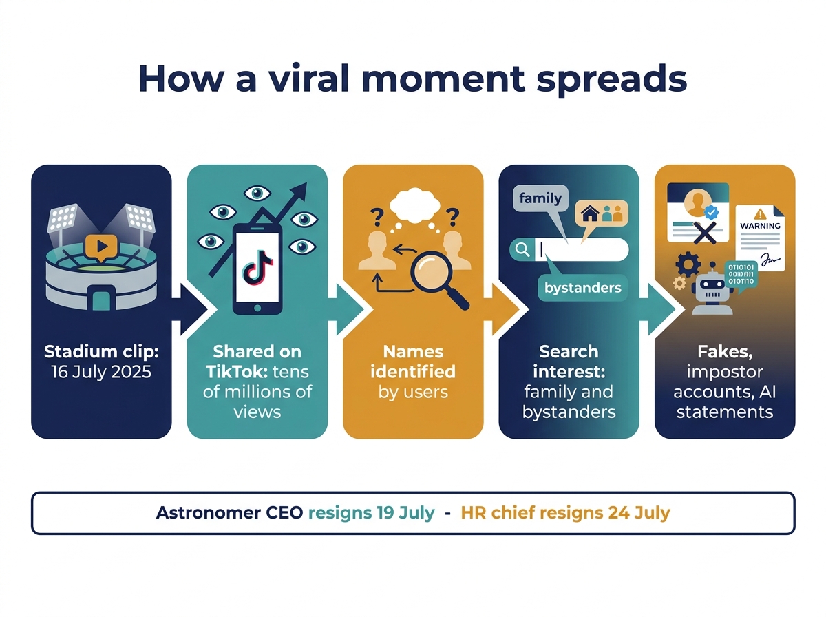 Infografica: come si diffonde un momento virale, dalla clip allo stadio all’interesse di ricerca globale